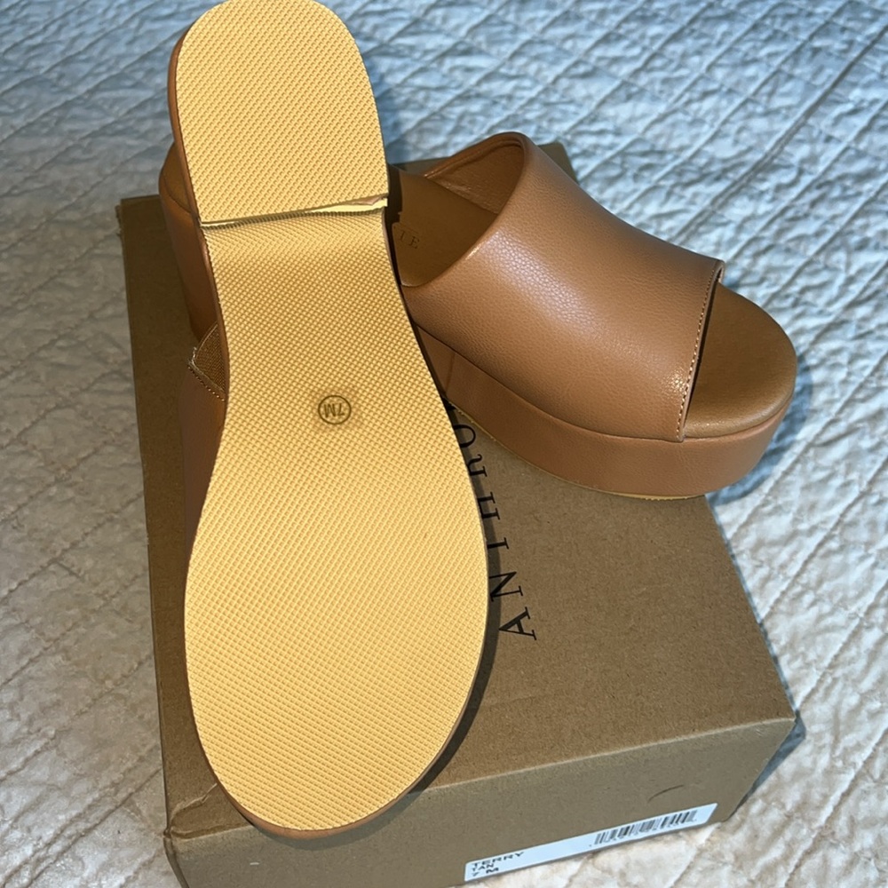 Anthropologie Brown Leather Platform Mules by Matisse - Picture 8 of 8